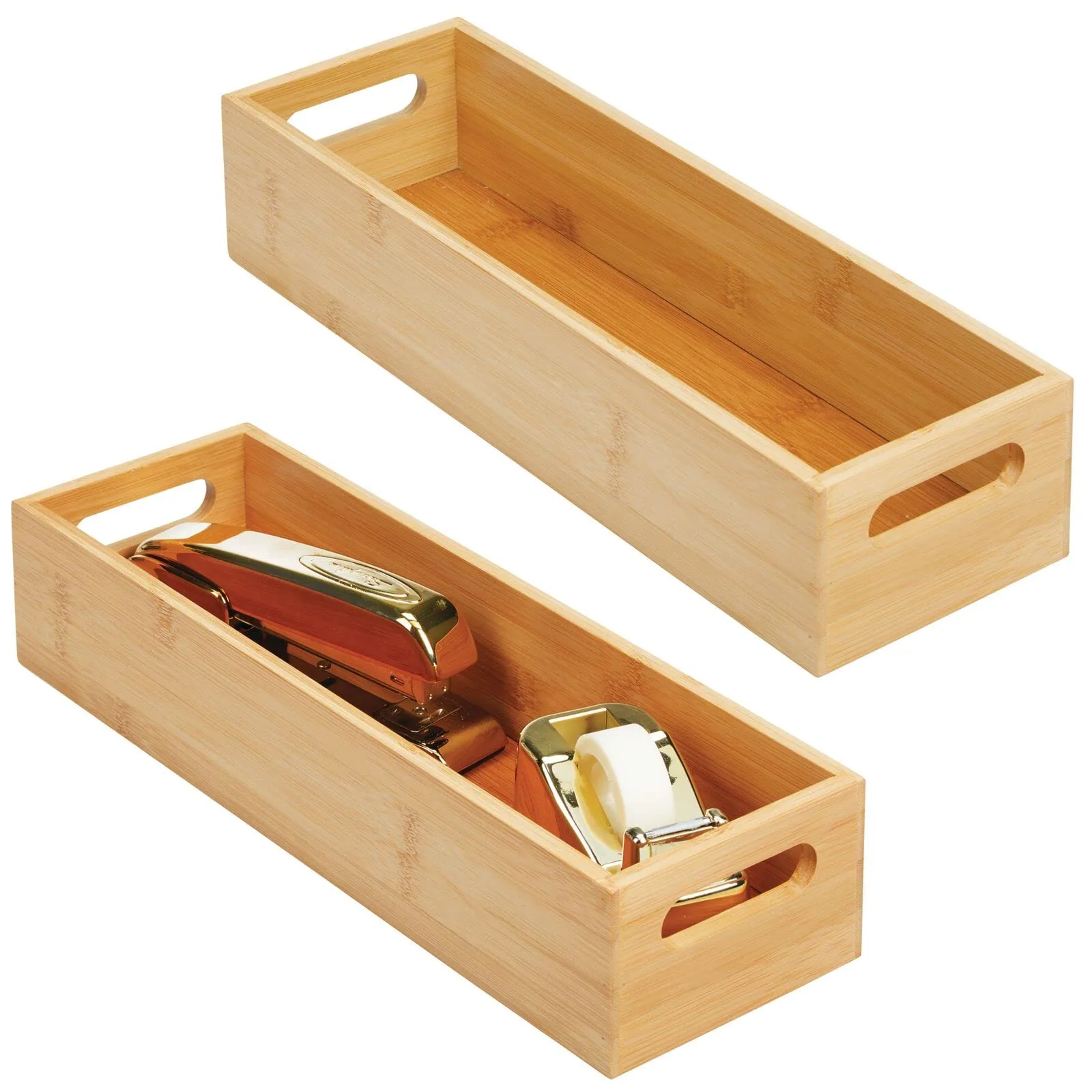 mDesign bamboo desk organizer tray