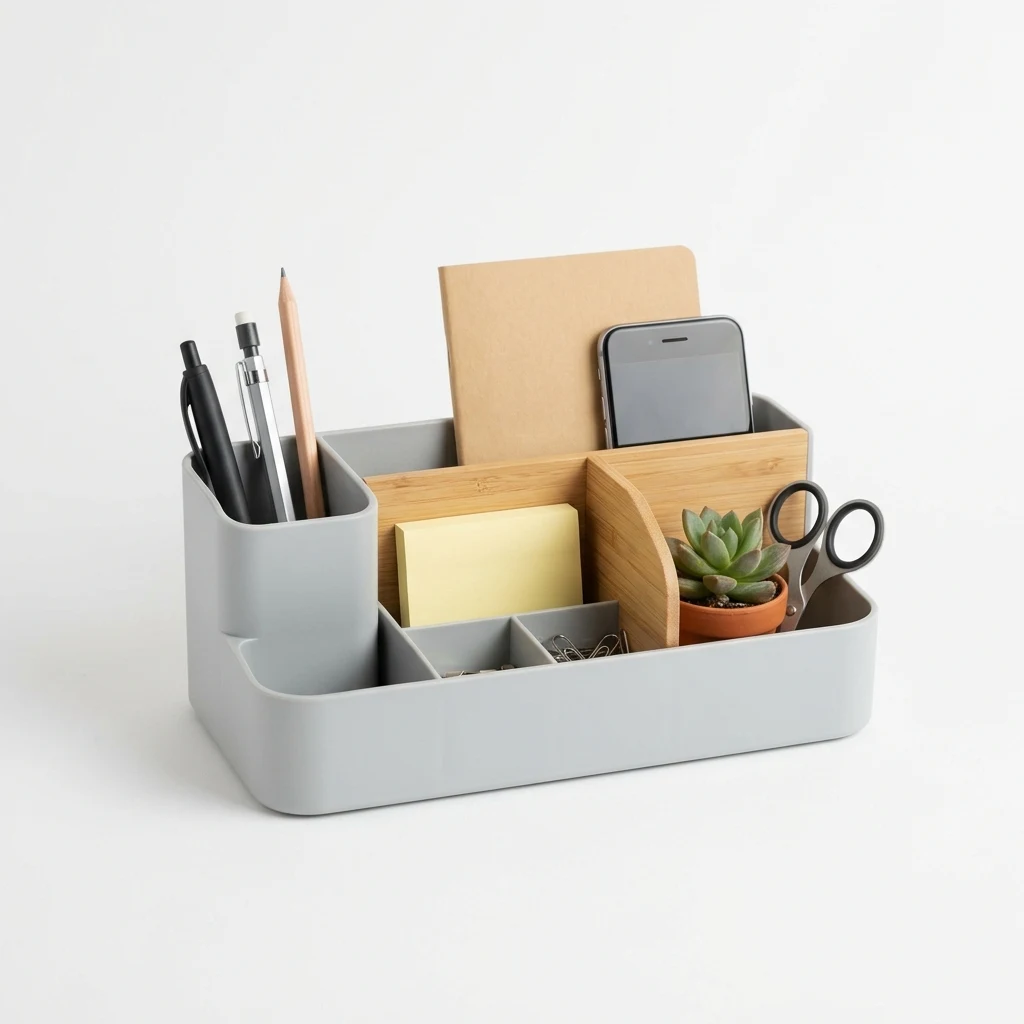 mDesign bamboo desk organizer tray image 2