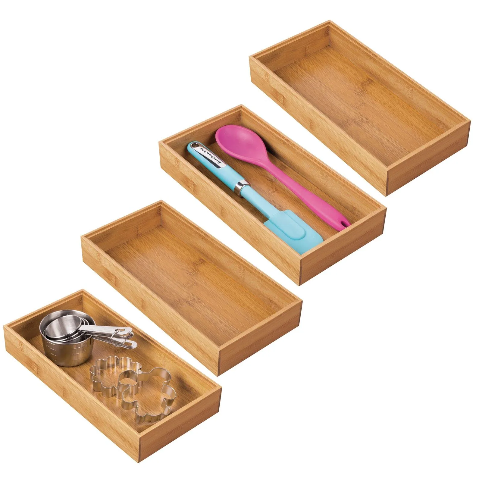 mDesign bamboo desk organizer tray image 3