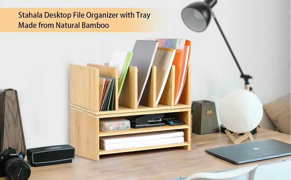 Racdde bamboo desk organizer tray image 3